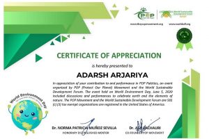 Recognition for contribution for World Environment Day