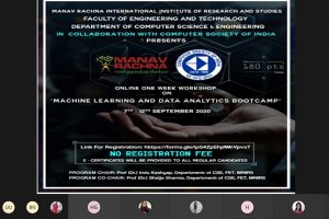 One Week Online Workshop on ‘Machine Learning and Data Analytics Bootcamp’ In Collaboration with Computer Society of India (CSI)