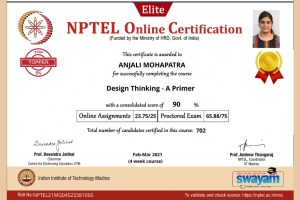 Anjali Mohapatra secured the Elite Gold certificate on completing a NPTEL course