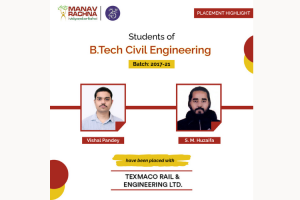 Congratulations to B.Tech Civil Engg students for placement with Texmaco Rail & Engineering Ltd.